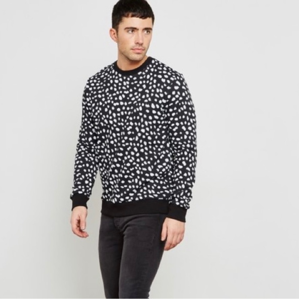 Forever 21 Men Size Medium Dalmatian Print Sweatshirt